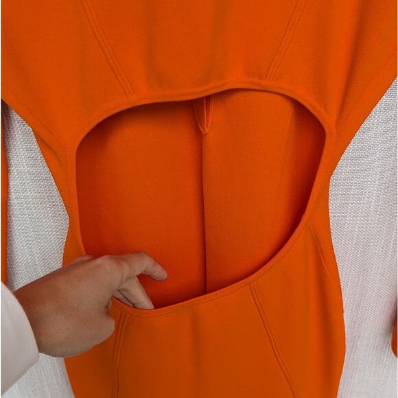 FRAME x Julia Sarr Jamois Orange Cut-Out Stretch-Woven Mini Dress, size XS - Picture 6 of 12